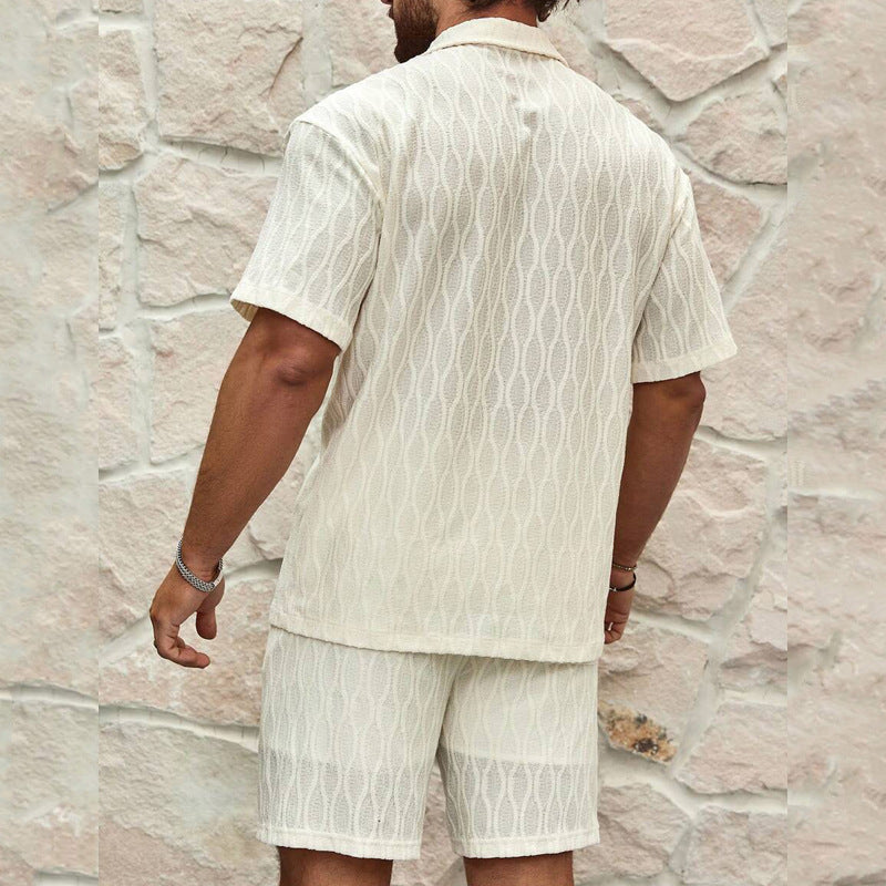 Ensemble Homme - Tenue Décontractée Été Deux Pièces Chemise et Short - Style Plage et Vacances