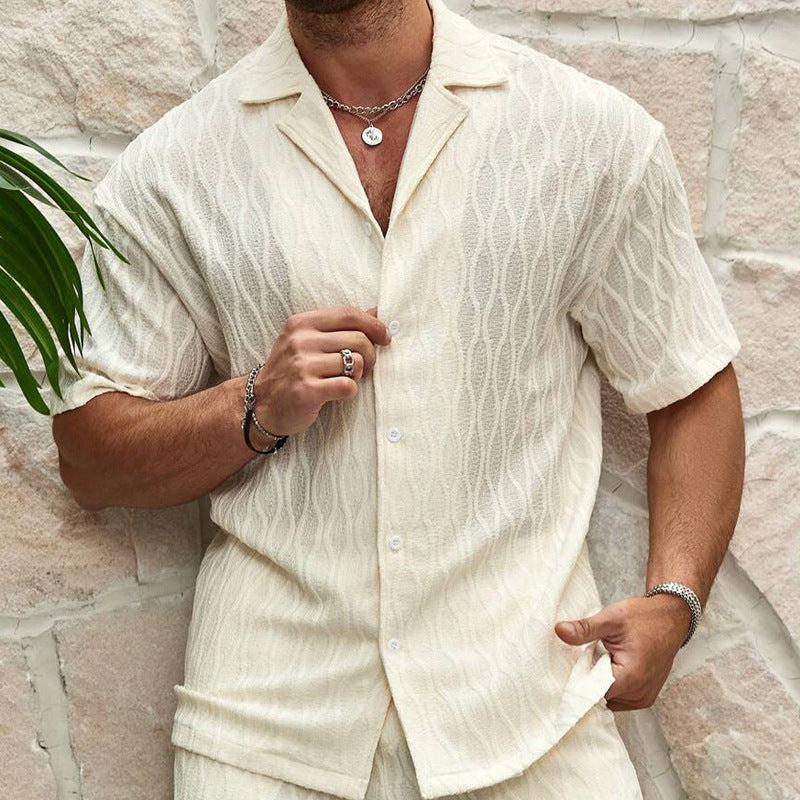 Ensemble Homme - Tenue Décontractée Été Deux Pièces Chemise et Short - Style Plage et Vacances