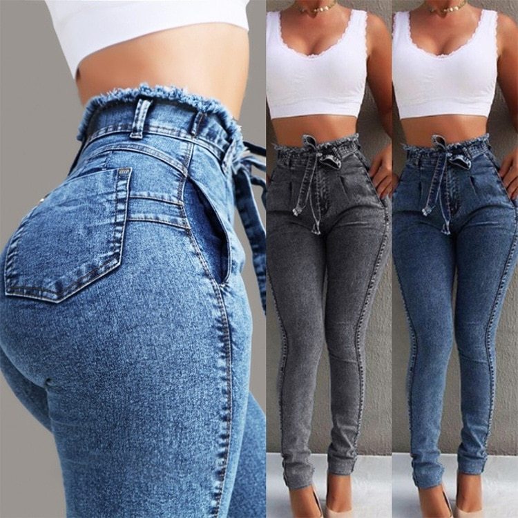 Jean Effiloché Taille Haute – Style Décontracté & Tendance 👖✨