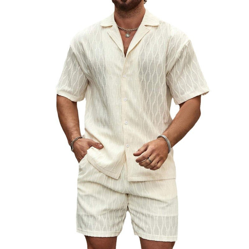 Ensemble Homme - Tenue Décontractée Été Deux Pièces Chemise et Short - Style Plage et Vacances