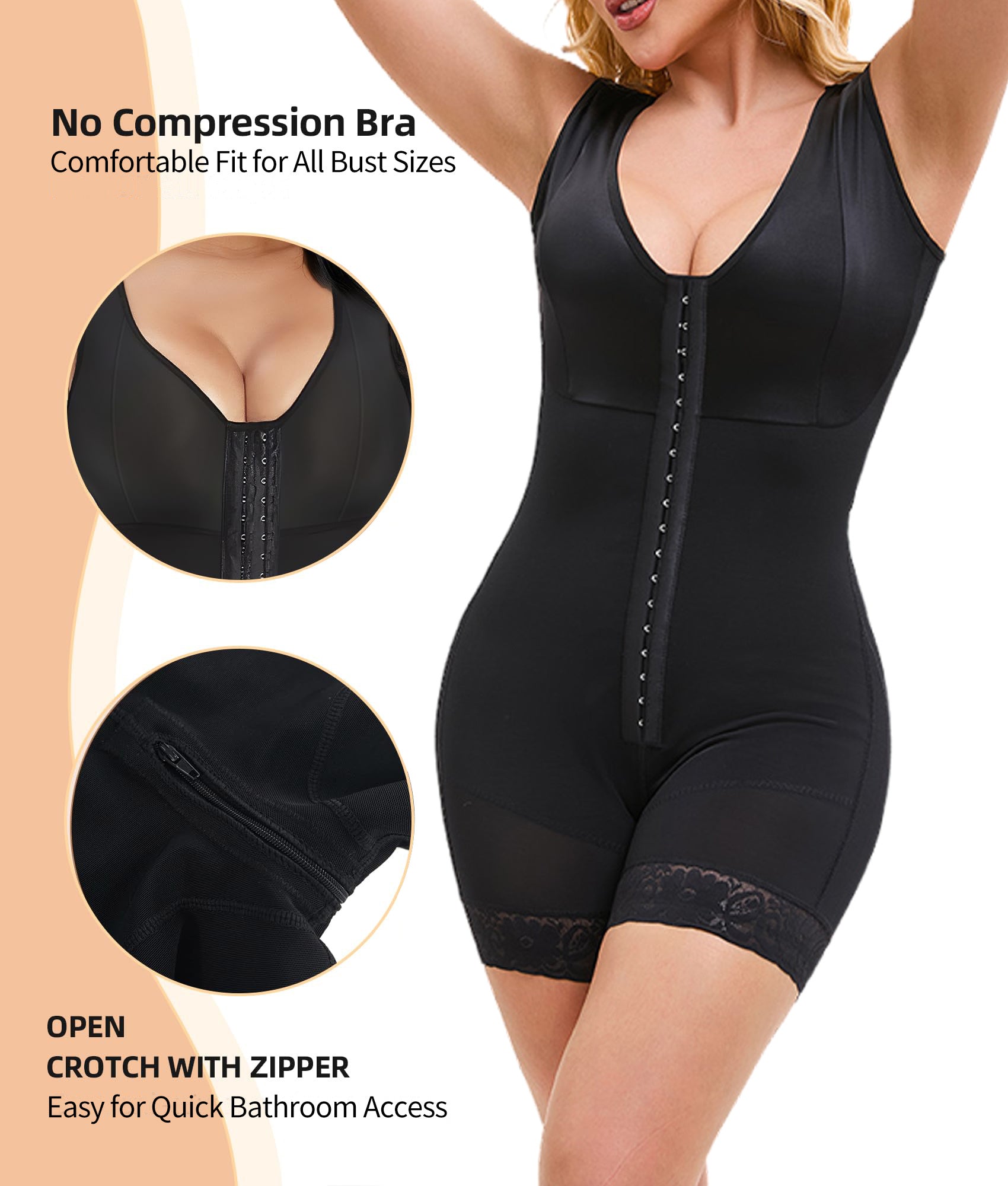 Fajas Colombianas Shapewear Pour Femmes - Contrôle du Ventre, Body Sculptant Post-Chirurgie, Lifter de Fesses avec Fermeture Éclair Entrejambe 💃