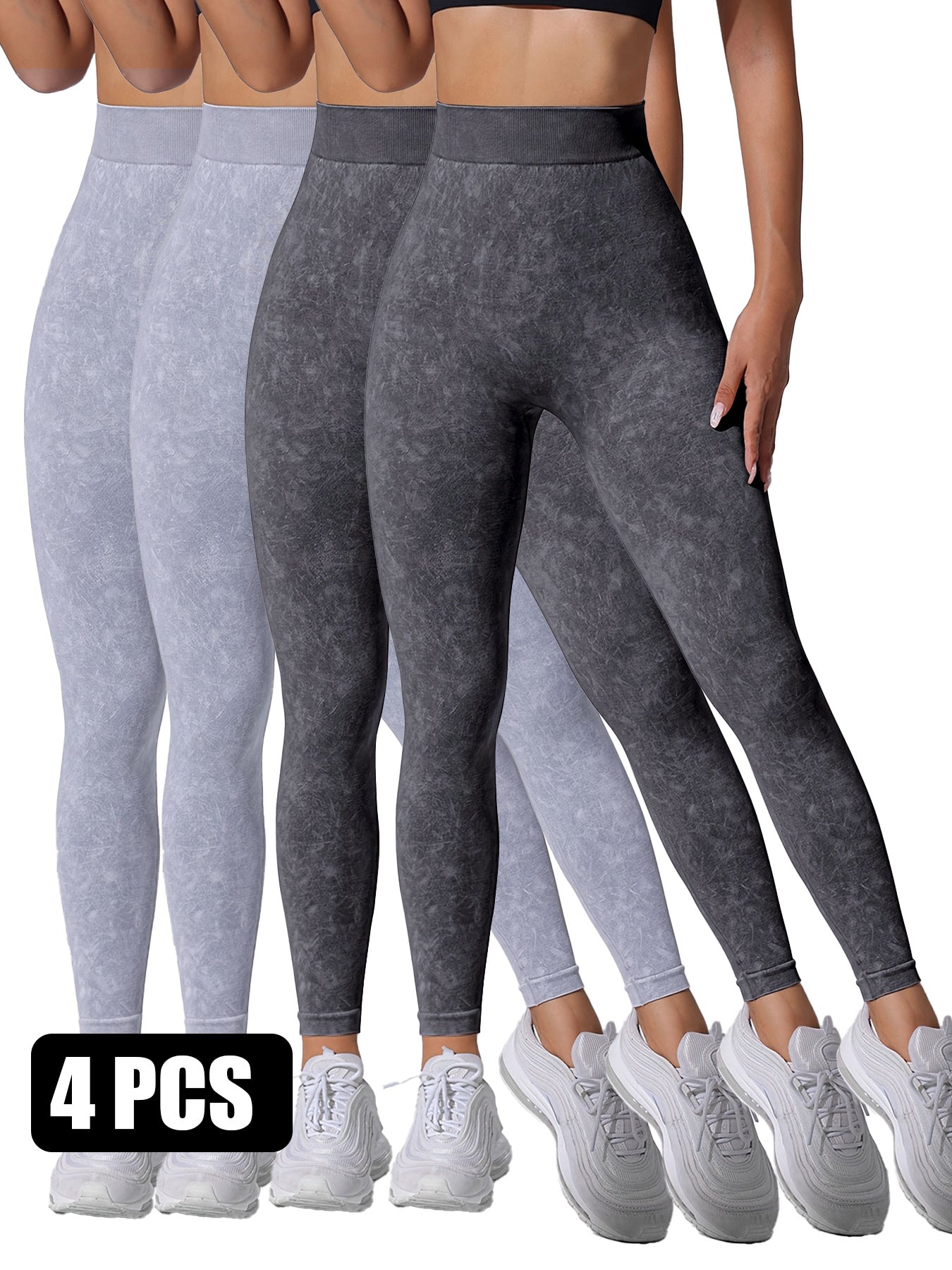 4 Pieces Scrunch Butt Lifting Workout V Back Leggings