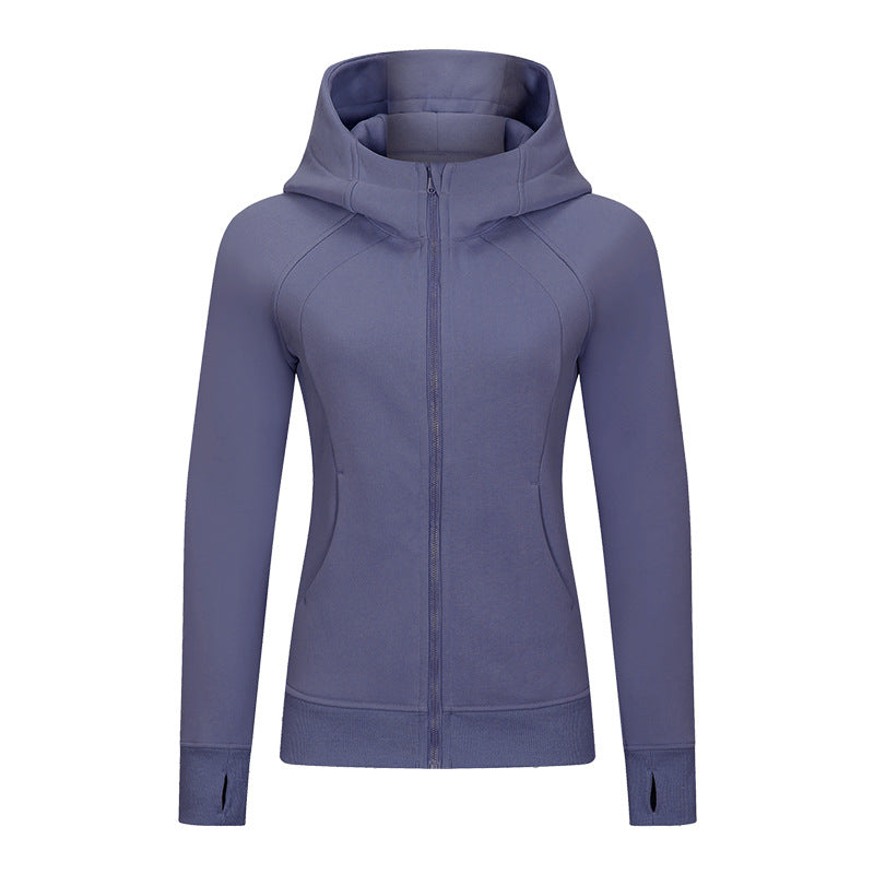 Women's Thickened Hooded Sports Jacket - Fabric Warmth and Comfort for Fall and Winter