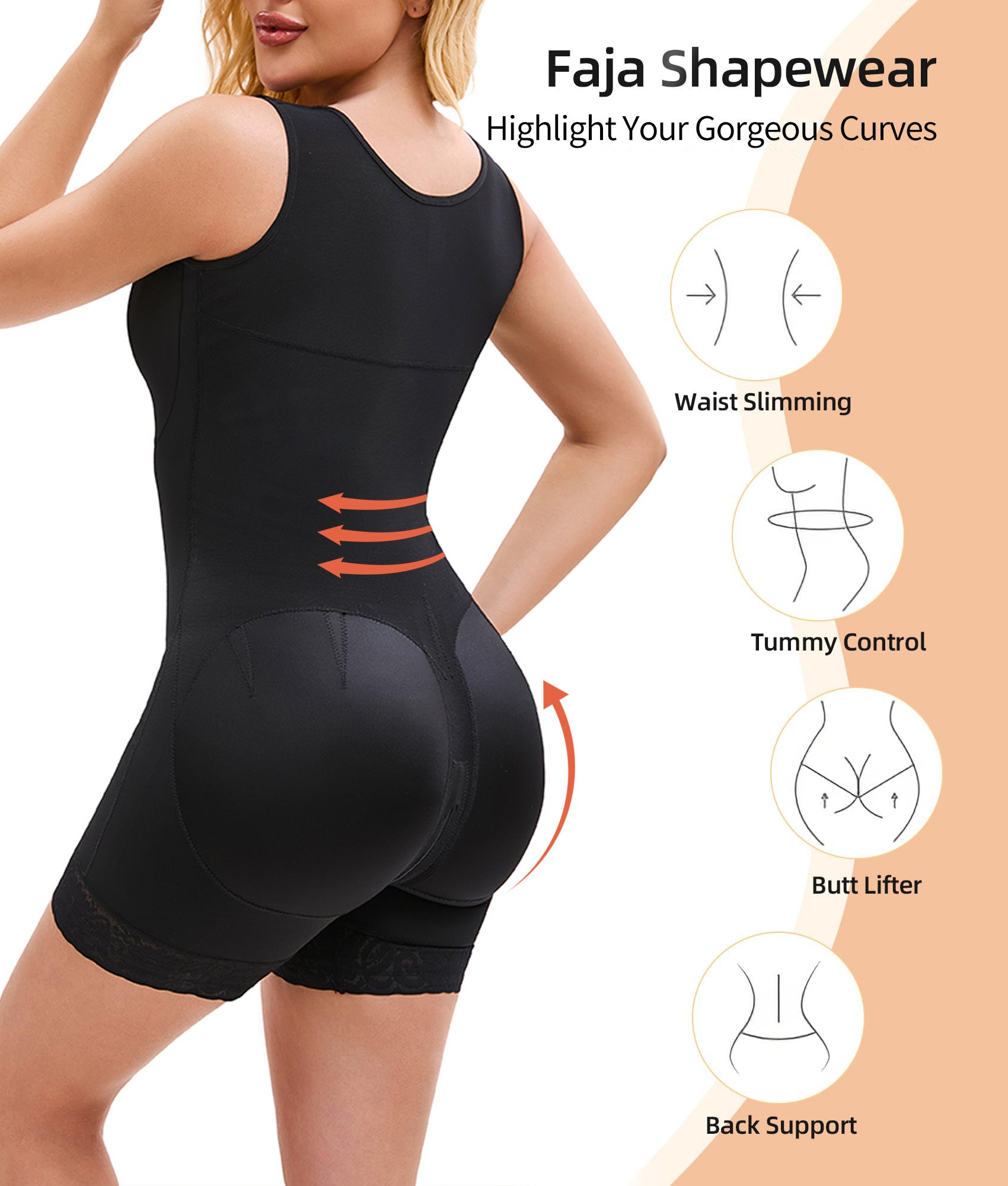 Fajas Colombianas Shapewear Pour Femmes - Contrôle du Ventre, Body Sculptant Post-Chirurgie, Lifter de Fesses avec Fermeture Éclair Entrejambe 💃