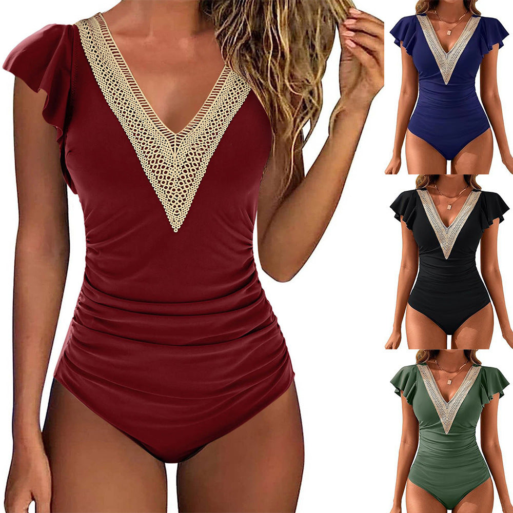 Women's Ruffle Sleeve One-Piece Swimsuit