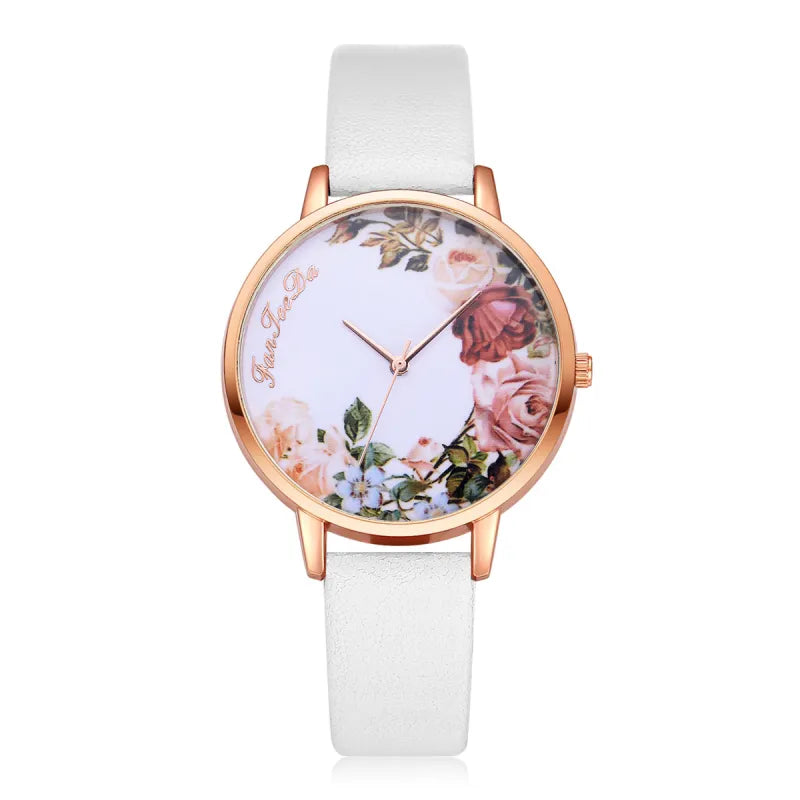 Flower Pattern Thin Strap Watch