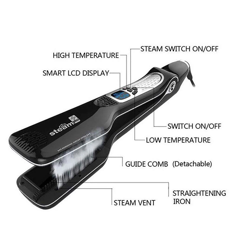 Steampod Hair Straightener Professional Steam Straightener Flat Iron Straightening Iron Brush Titanium Ceramic Hair Comb Curler