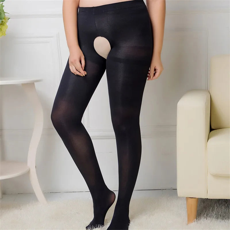 130KG New Women Velvet Tights Plus Size 120D Autumn Winter Warm Pantyhose Large Size High Waist Female Stretchy Tight Crotchless