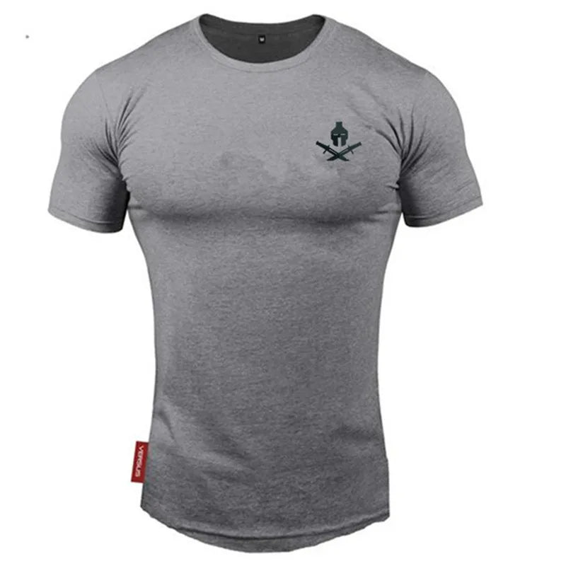 Men's Sports T-shirt - Fitness, Running and Bodybuilding - Round Neck in Cotton 