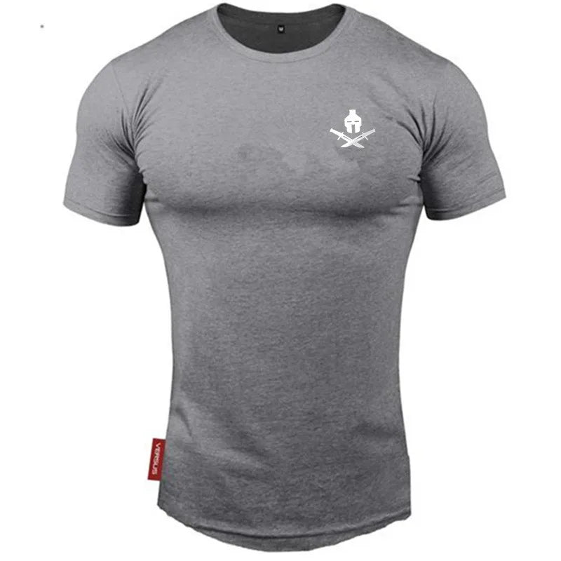 Men's Sports T-shirt - Fitness, Running and Bodybuilding - Round Neck in Cotton 