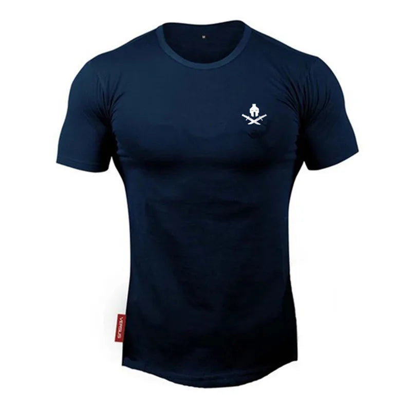 Men's Sports T-shirt - Fitness, Running and Bodybuilding - Round Neck in Cotton 