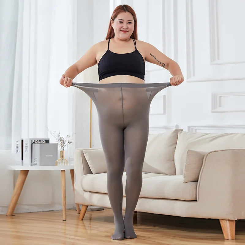 130KG New Women Velvet Tights Plus Size 120D Autumn Winter Warm Pantyhose Large Size High Waist Female Stretchy Tight Crotchless