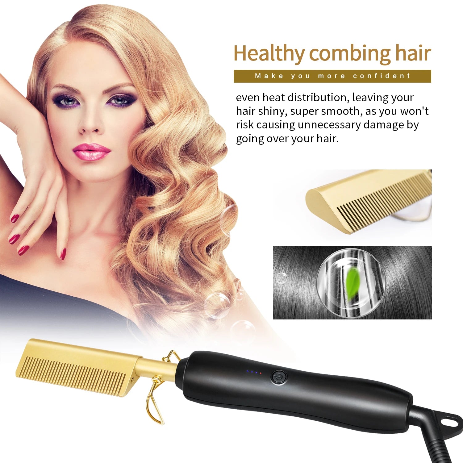 Straightening brush Professional Styling Tool For Women Hair Comb Flat ironMaterial Heating Comb Hot comb Straightener For Wigs