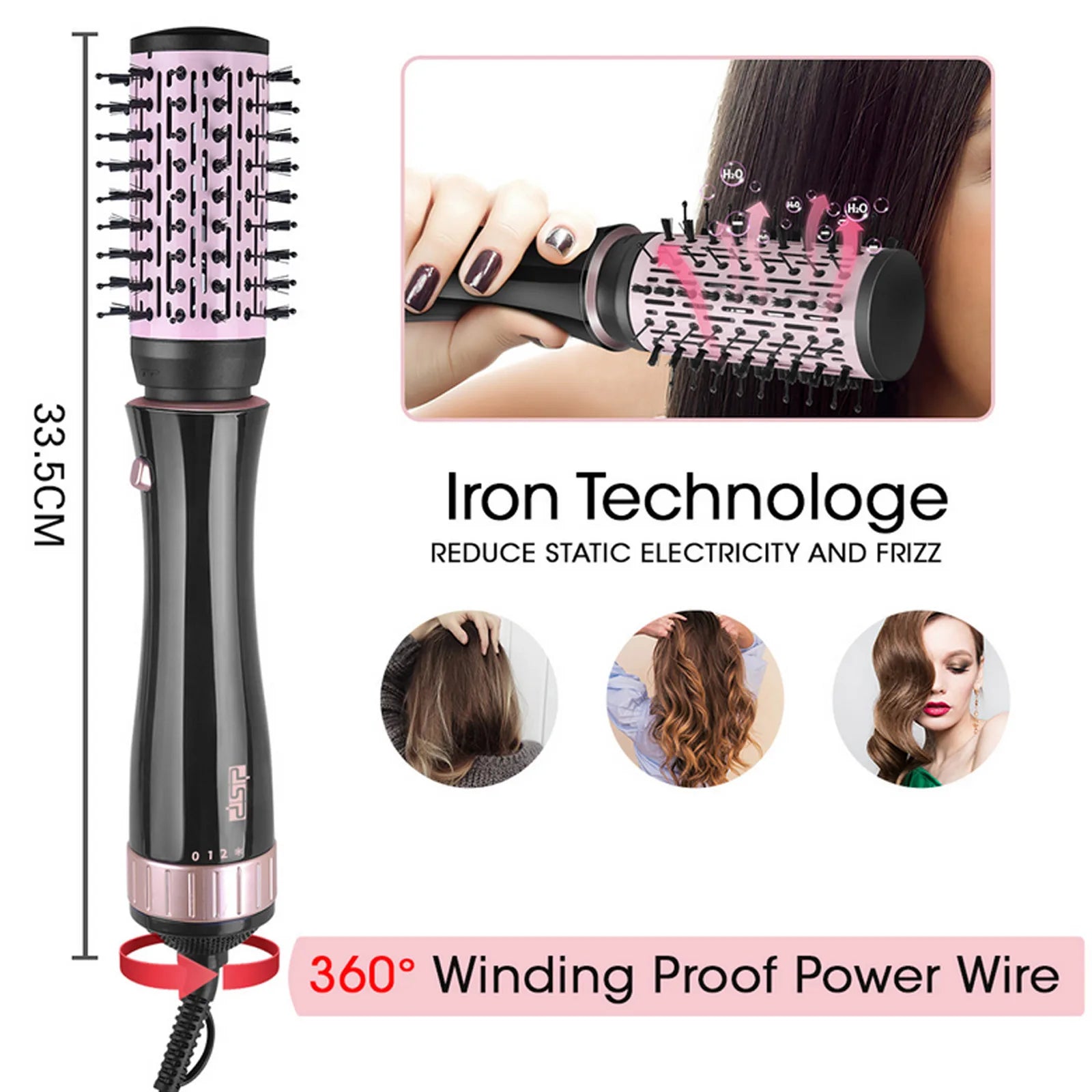 Hair Dryer Brush 1000W 7 in 1 Multifunctional Hot Air Brush Hair Straightener Curling Styling Tools for Women Girls Gift EU Plug