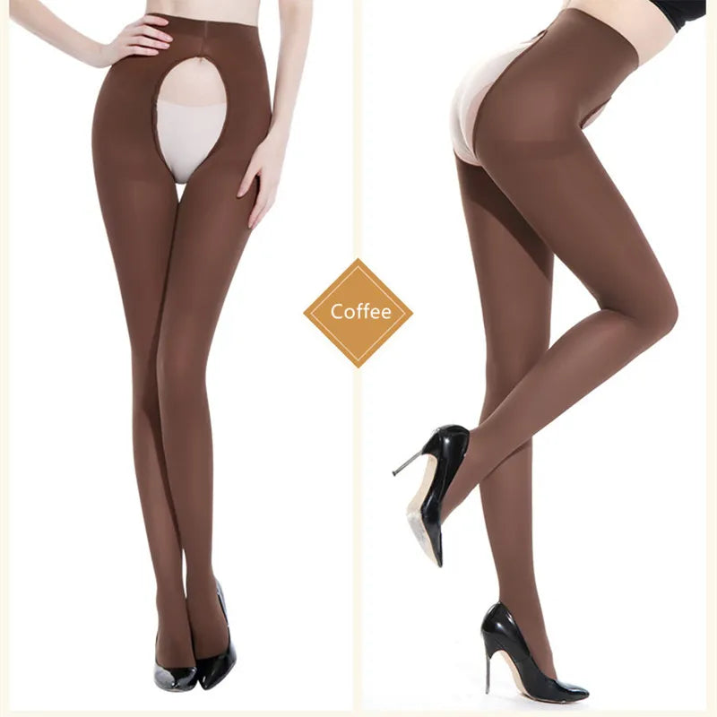 130KG New Women Velvet Tights Plus Size 120D Autumn Winter Warm Pantyhose Large Size High Waist Female Stretchy Tight Crotchless