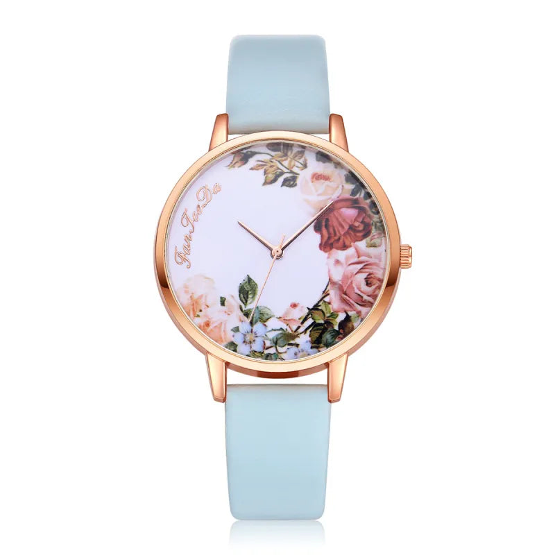 Flower Pattern Thin Strap Watch