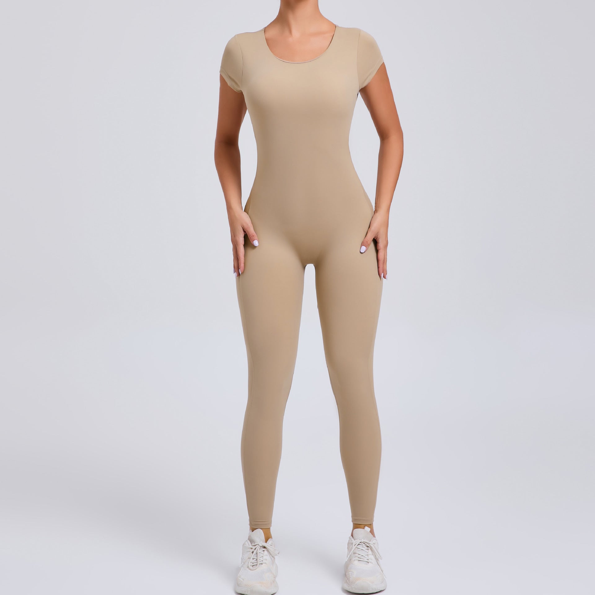 Pure Color Tight Yoga Jumpsuit