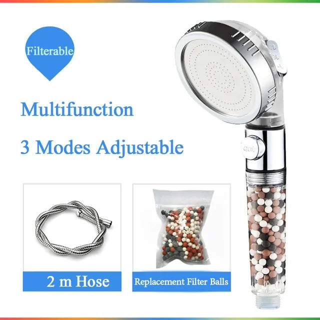 3-Function High Pressure SPA Shower Head With Filter