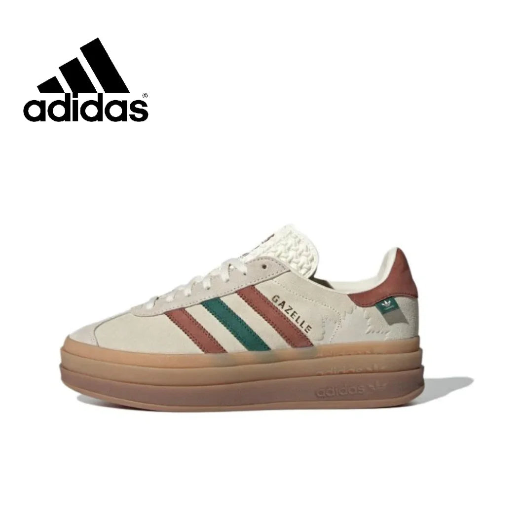 Adidas GAZELLE BOLD Thick Sole Heightened Women's Board Shoes Casual Sport Skateboarding Shoes comfortable Sneakers brownish