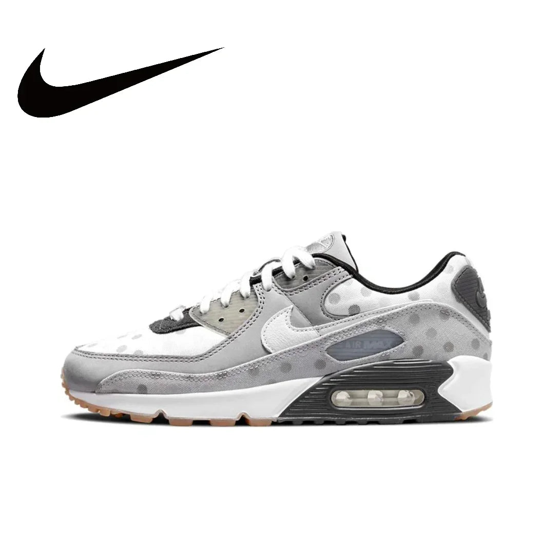 Nike Original AIR MAX 90 Low Women's Running Shoes Lightweight Breathable Casual Sneakers Pink and White Colorway