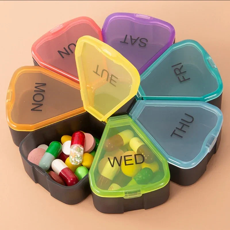 7 Days Round Portable Medicine Pill Box New Mini Small Travel Vitamin Cases Container Organizer Storage Tablet Fish Oils Tools