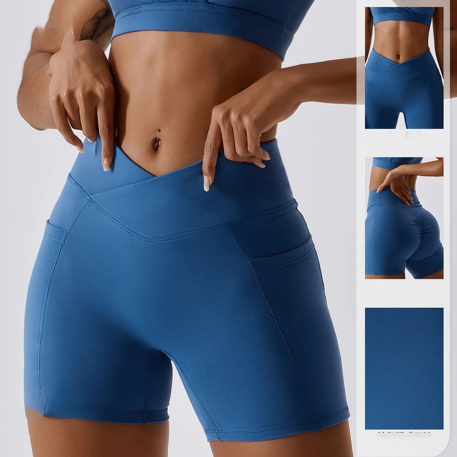 Crossover High Waist Yoga Shorts Workout Gym Naked Feel Shorts Women Fitness Leggings Shorts Sports Scrunch Butt Booty Shorts