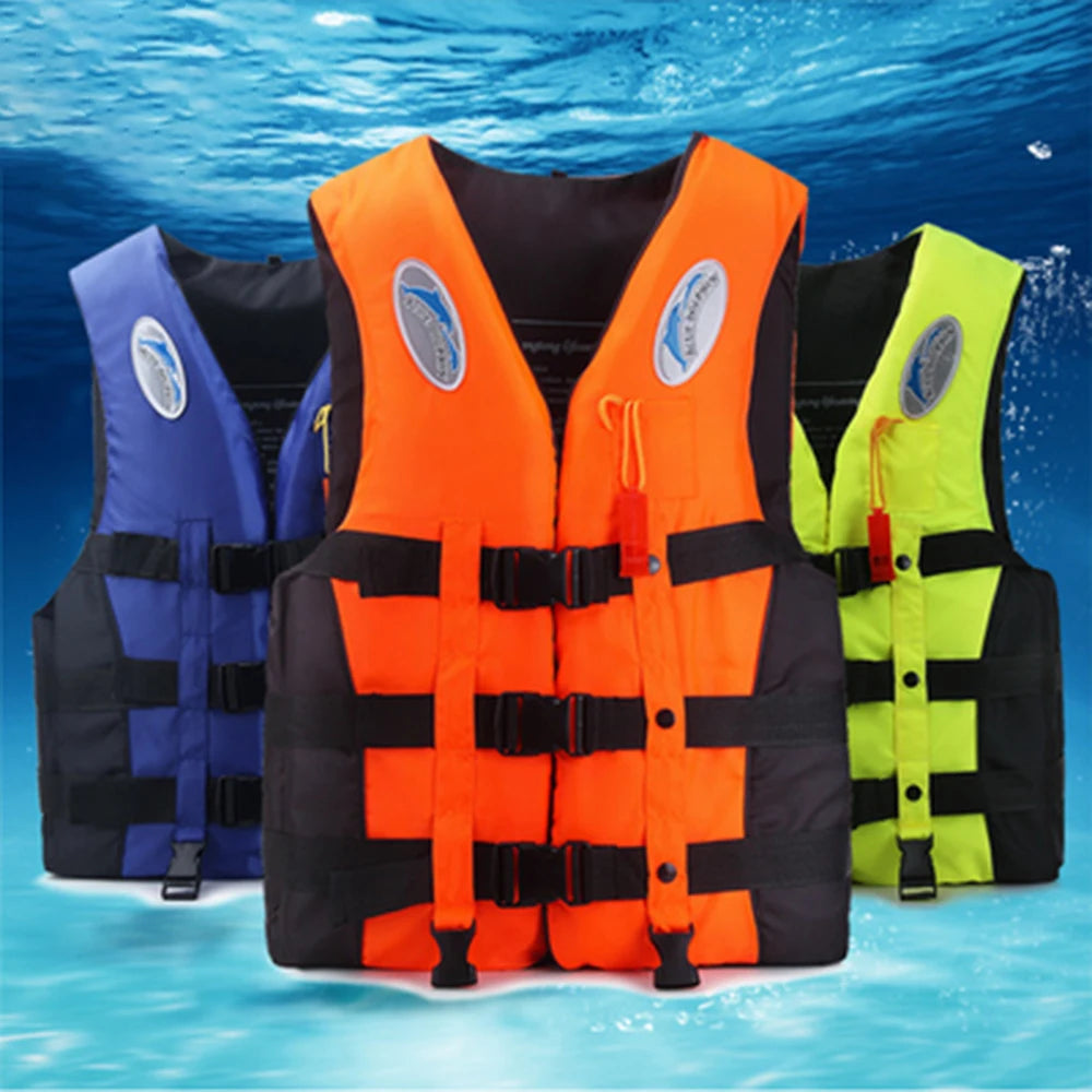 Outdoor Adult Swimming Life Jacket Adjustable Buoyancy Survival Suit Polyester Children Life Vest With Whistle