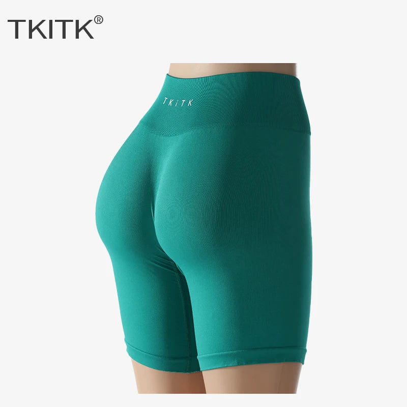 TKITK Spandex Solid Seamless Shorts Women Soft Workout Tights Fitness Outfits Yoga Pants Gym Wear