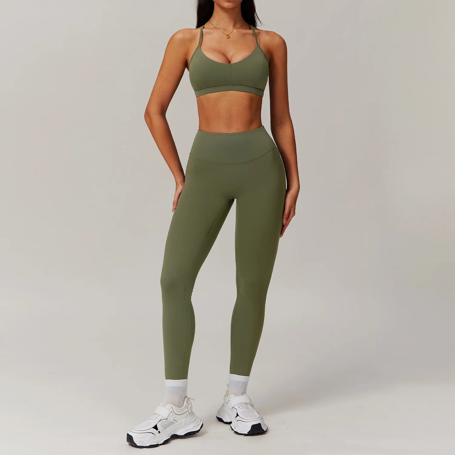 Sportswear Women's Yoga Set Workout Clothes Athletic Wear Sports Set Gym Legging 2PCS Fitness Bra Crop Top Long Sleeve Yoga Suit