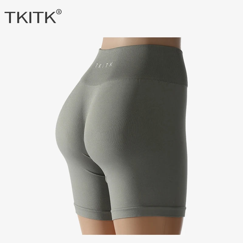 TKITK Spandex Solid Seamless Shorts Women Soft Workout Tights Fitness Outfits Yoga Pants Gym Wear