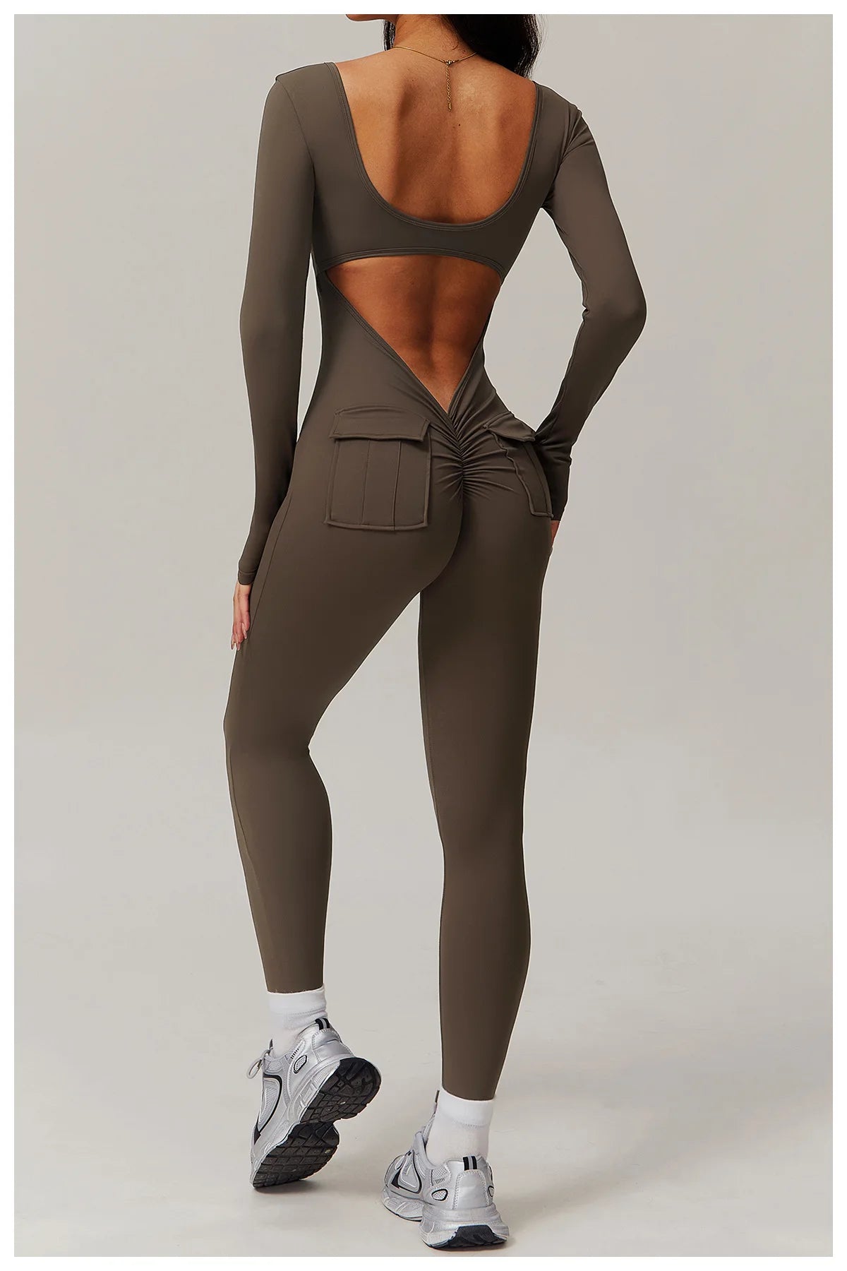 Sexy Back V Jumpsuit Gym One-Piece Suit Women Halterneck Yoga Boilersuit Women Fitness Sports Rompers Stretch Workout BodysuitsS