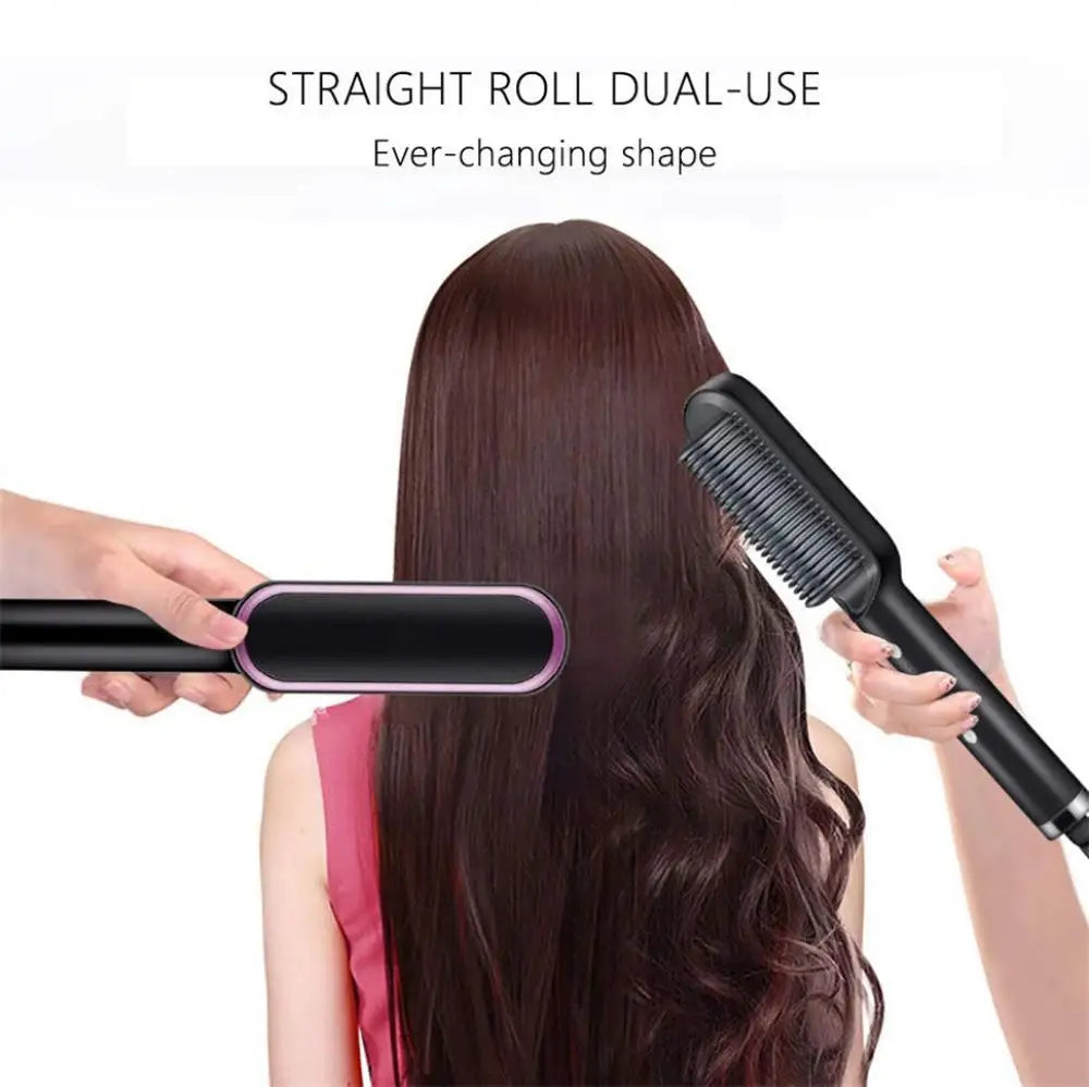 Hair Brush Hot Air Comb Straightening Dryer Hot Brush Flat Iron Hair Straightener Brush Ceramic Electric Heat Comb Styler Tools