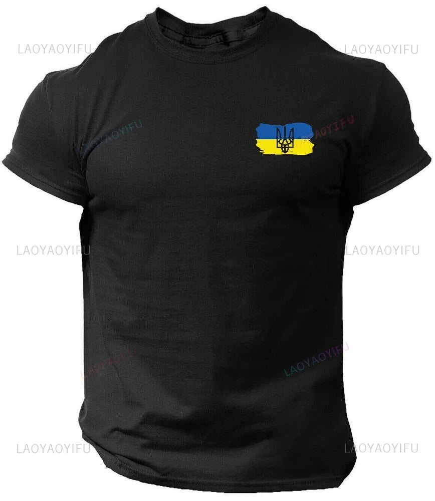 Classic Ukraine Trident Flag Coat of Arms Military Men Graphic T-Shirt Woman Short Sleeve Casual Cotton O-Neck Summer T Shirts