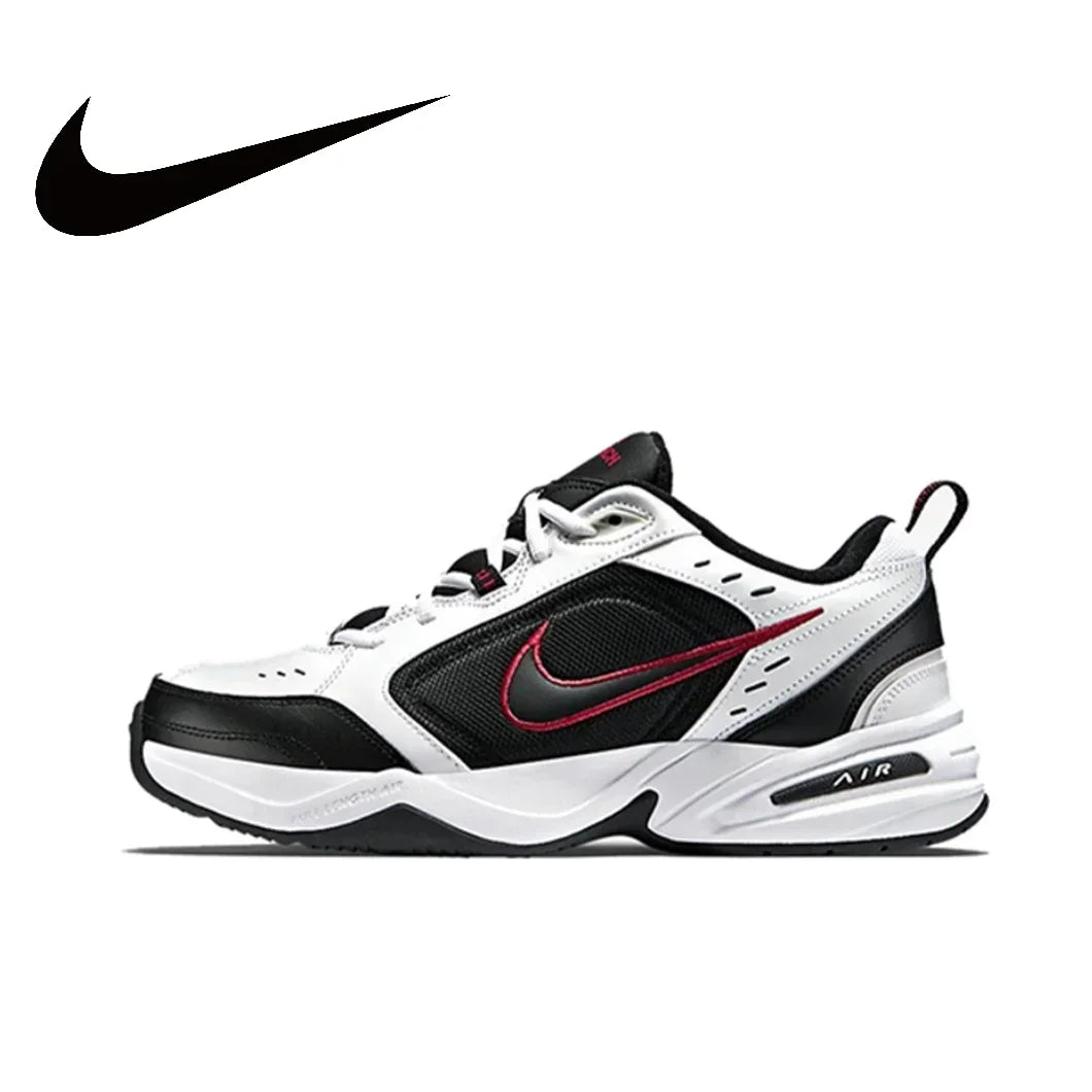 Nike New Listing Air Monarch 4 Low Retro Casual Running Shock Absorption Anti-slip Sneakers Black and White Blue Colorway