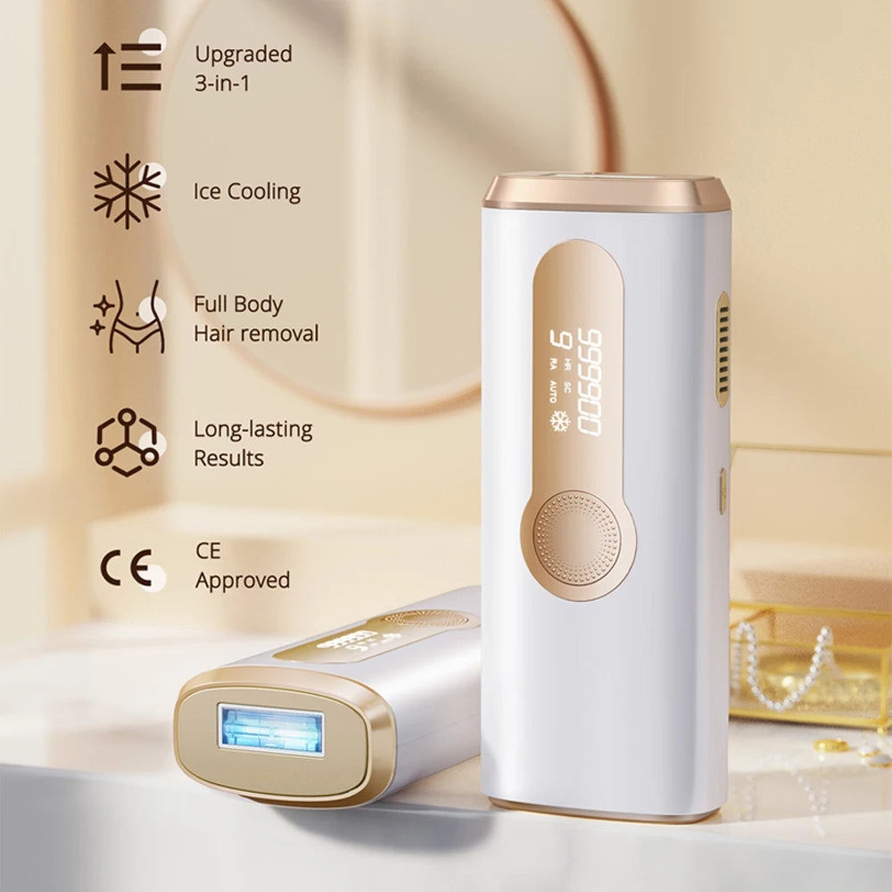 IPL Hair Remover Laser Epilator Devices ICE Cooling 999900 Flashes 3 IN 1 Permanent Painless Whole Body Treatment For Women Men