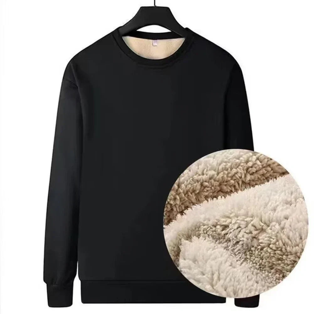 Men's Winter Sweatshirt - Round Neck, Fleece Lined, Warm and Comfortable