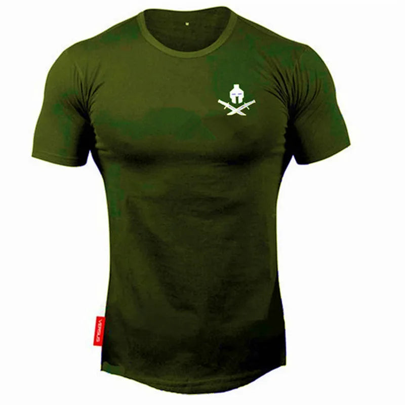 Men's Sports T-shirt - Fitness, Running and Bodybuilding - Round Neck in Cotton 