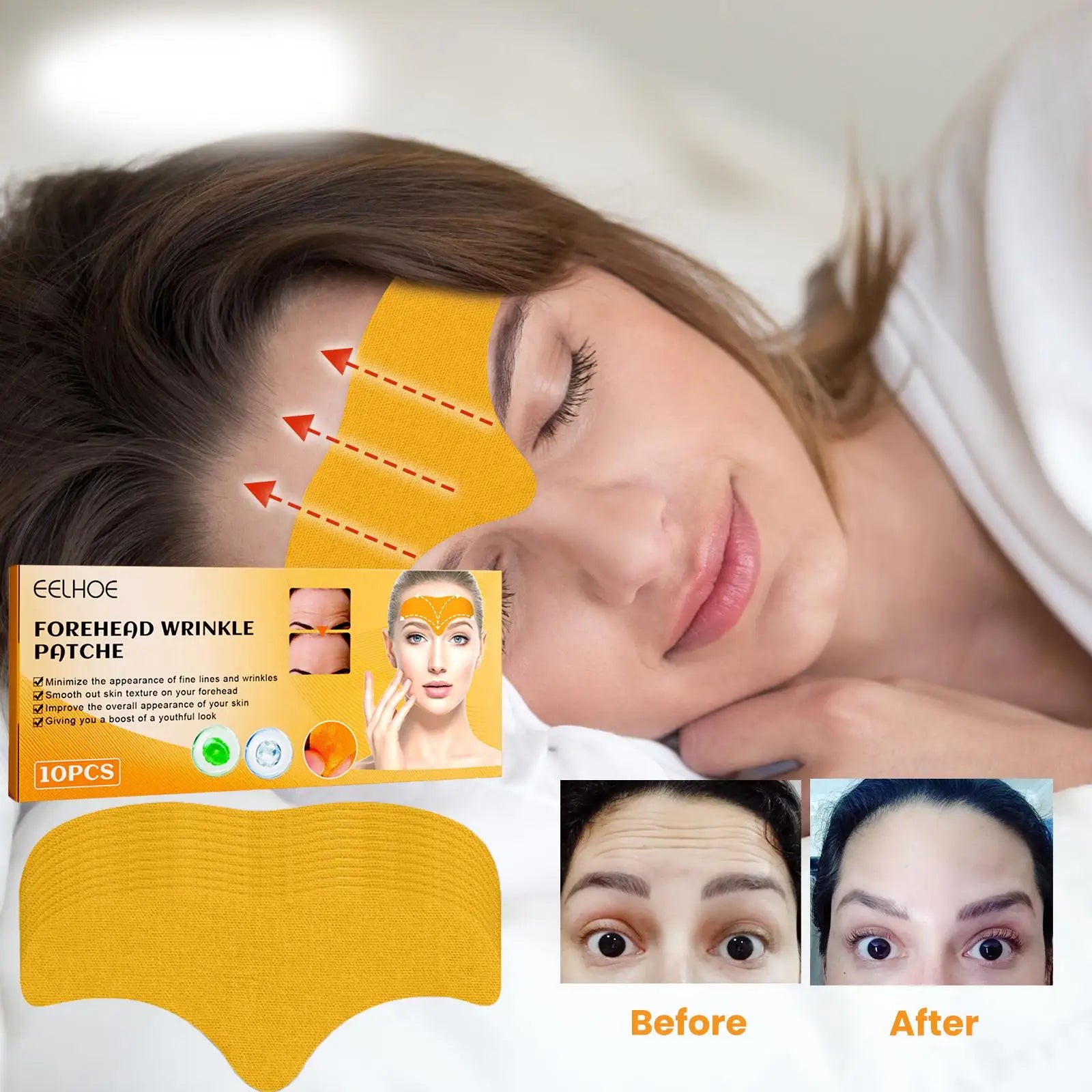 20Pcs Forehead Line Removal Gel Patch Anti Wrinkle Forehead Firming Mask Frown Lines Treatment Stickers Anti-Aging Lifting