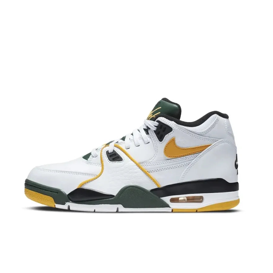 Nike New Listing Air Flight 89 Men's Mid Top Retro Basketball Shoes White Green Yellow Colorway