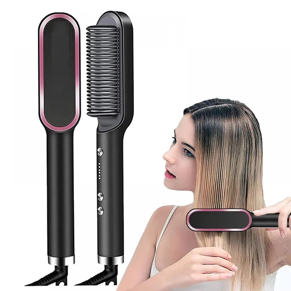 Hair Brush Hot Air Comb Straightening Dryer Hot Brush Flat Iron Hair Straightener Brush Ceramic Electric Heat Comb Styler Tools