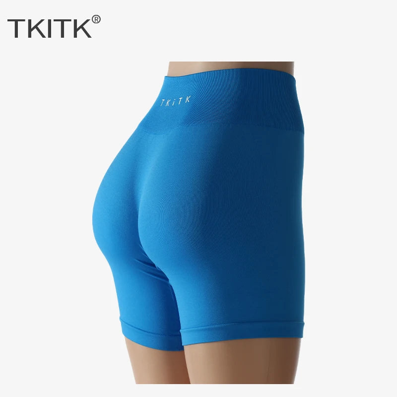 TKITK Spandex Solid Seamless Shorts Women Soft Workout Tights Fitness Outfits Yoga Pants Gym Wear