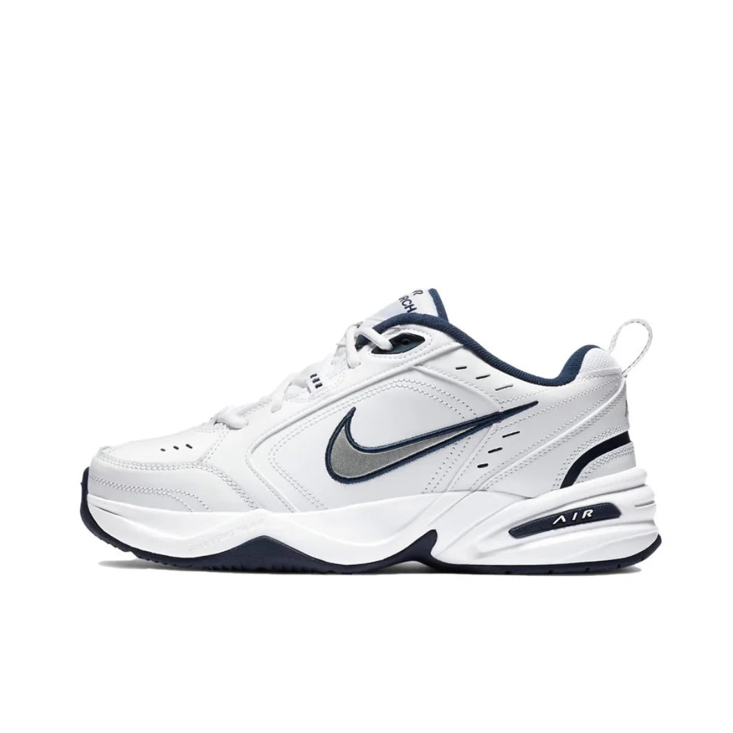 Nike Air Monarch 4 Low Men's and Women's Sneakers Classic Retro Casual clunky shoes Cushioned comfort Sneakers White&amp;Silver