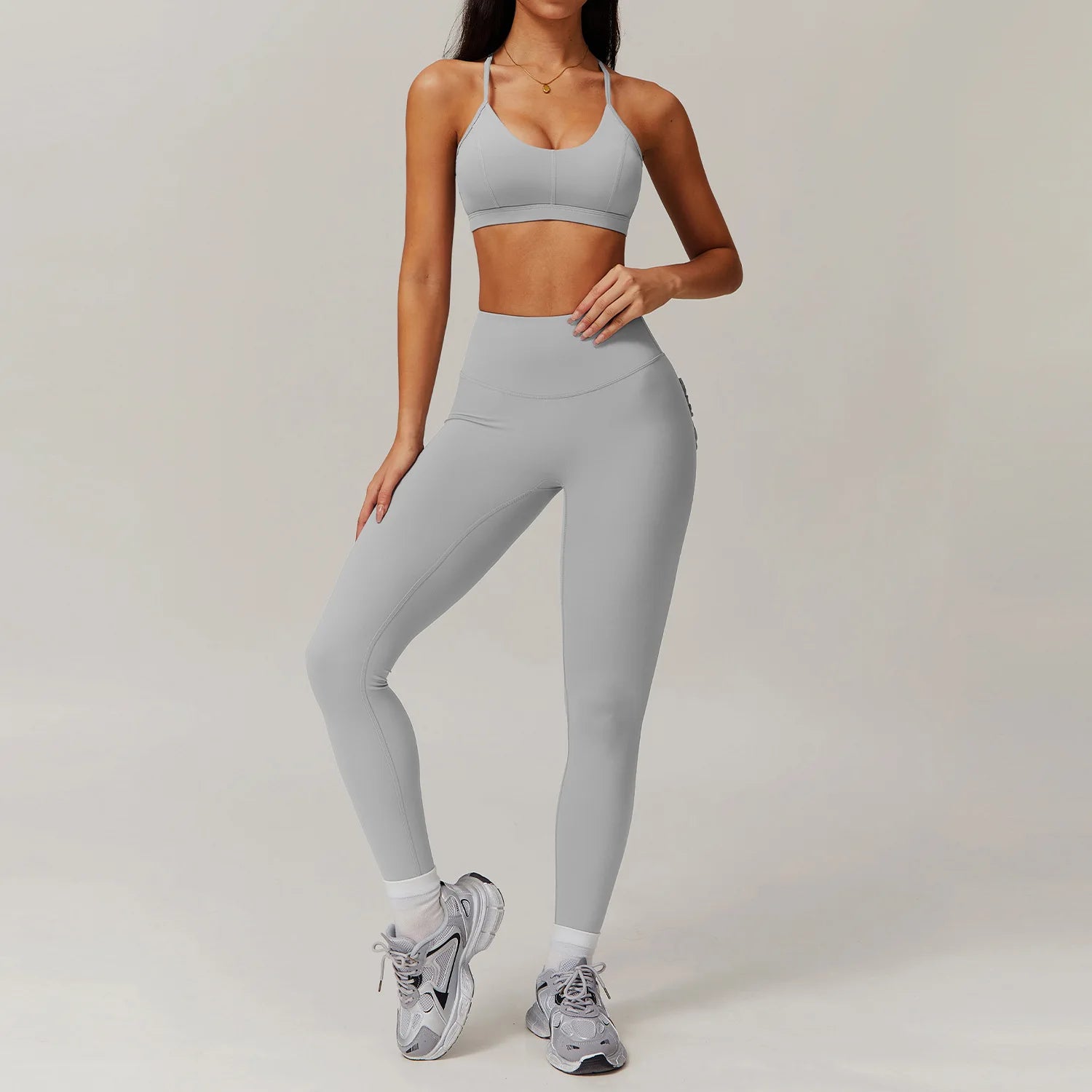 Sportswear Women's Yoga Set Workout Clothes Athletic Wear Sports Set Gym Legging 2PCS Fitness Bra Crop Top Long Sleeve Yoga Suit