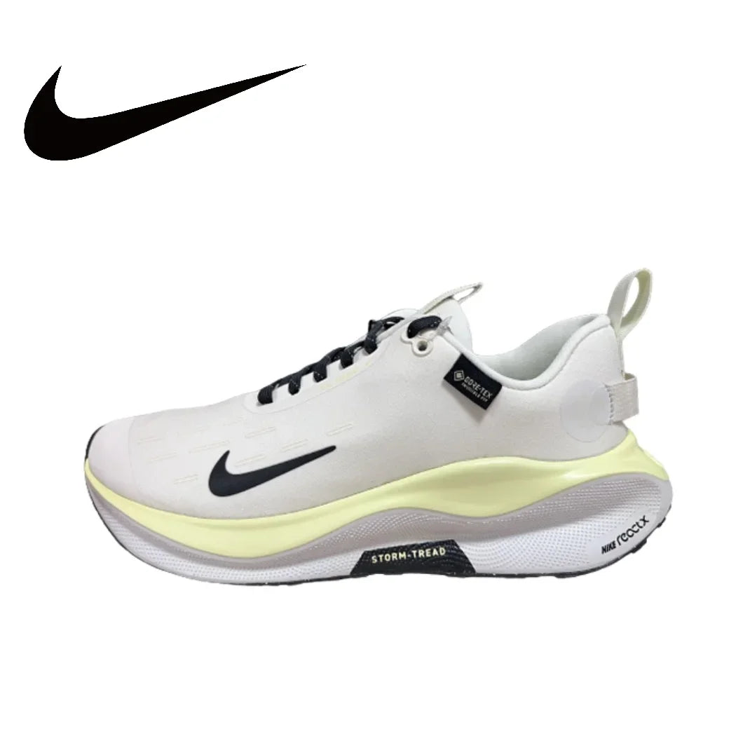 NIKE New Listing React Infinity Run Flyknit 4 Gore-Tex Men's & Women's Low-Top Cushioned Running Shoes White & Yellow Colorway