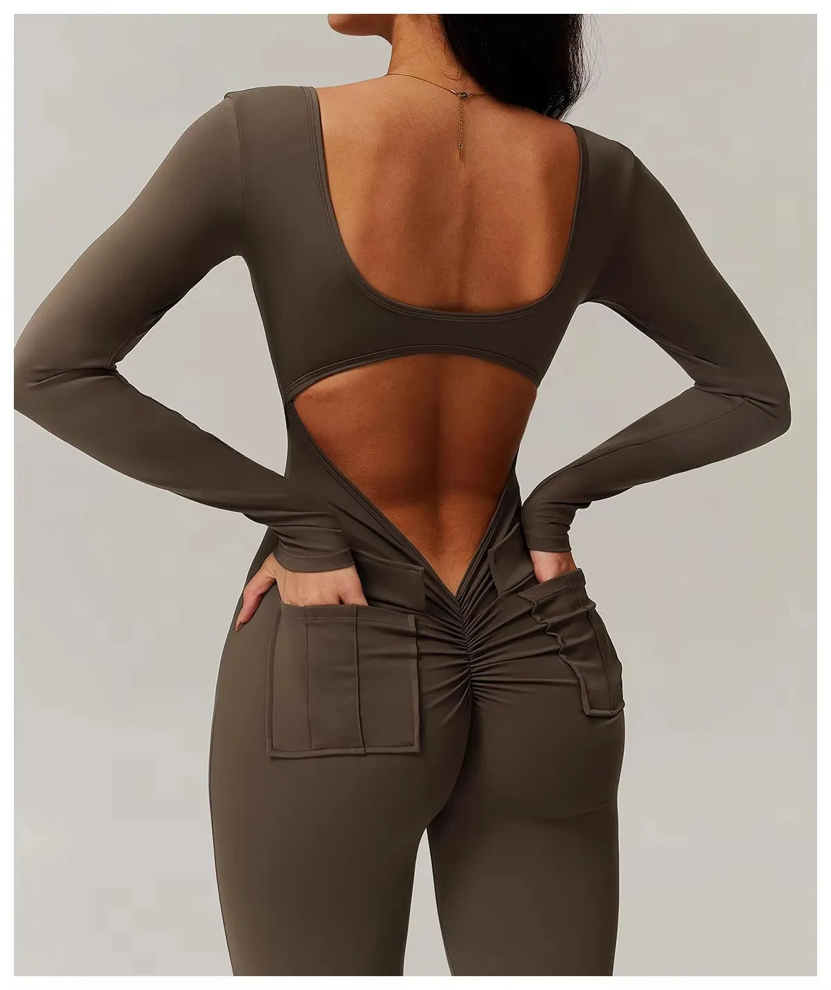 Sexy Back V Jumpsuit Gym One-Piece Suit Women Halterneck Yoga Boilersuit Women Fitness Sports Rompers Stretch Workout BodysuitsS