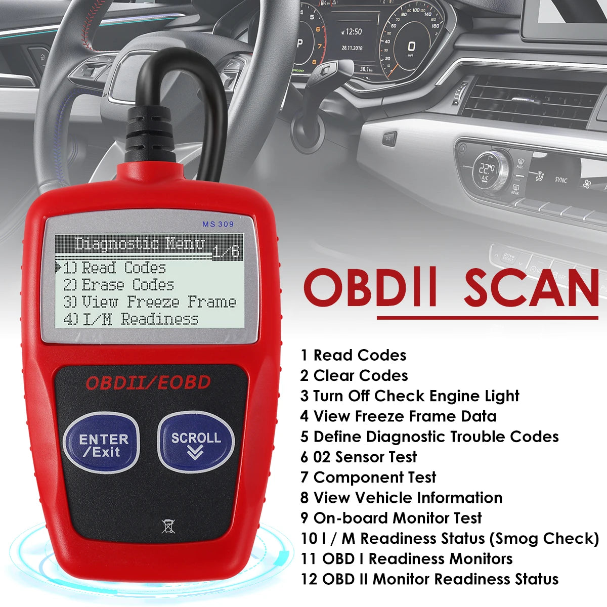 Auto Diagnostic Tool Multifunctional Car Fault Code Reader Accurate Engine Diagnostic Tool Scanner Read & Erase Fault Code View