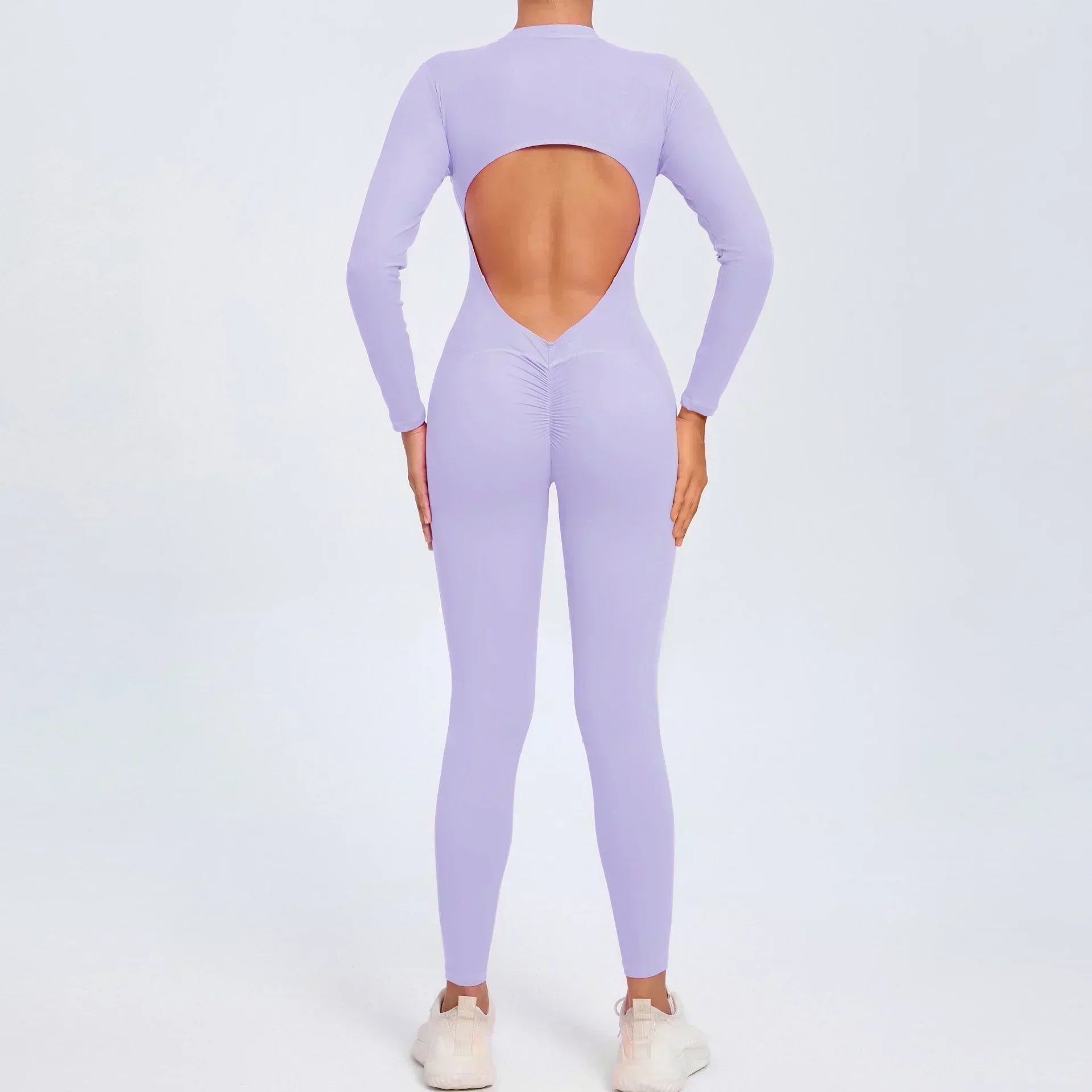 Seamless Yoga Zipper Jumpsuits Sports Fitness Beauty Back Hip-Lifting Long-Sleeved One-Piece Workout Gym Tracksuits for Women