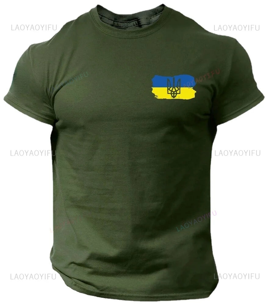 Classic Ukraine Trident Flag Coat of Arms Military Men Graphic T-Shirt Woman Short Sleeve Casual Cotton O-Neck Summer T Shirts