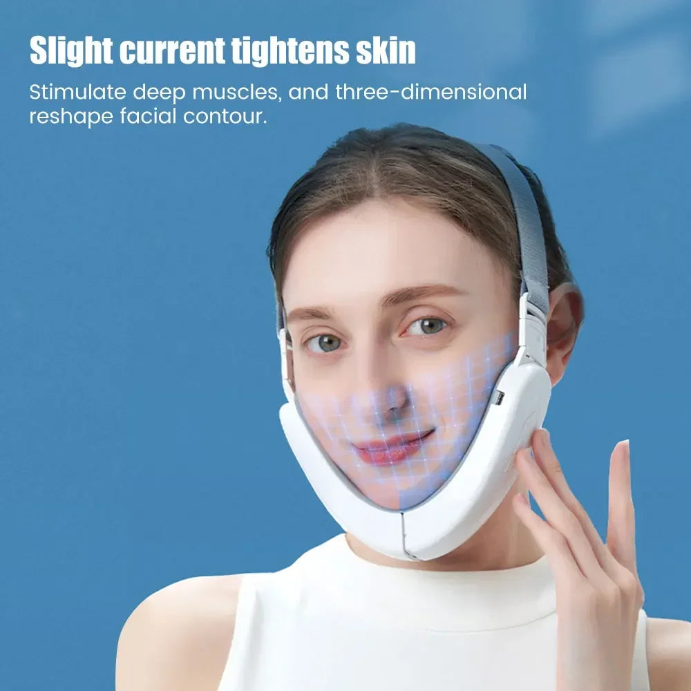 Electric V-face Face Lift Device LED Photon Therapy Microcurrent Skin Tightening Double Chin Remover EMS Face Slimming Massager