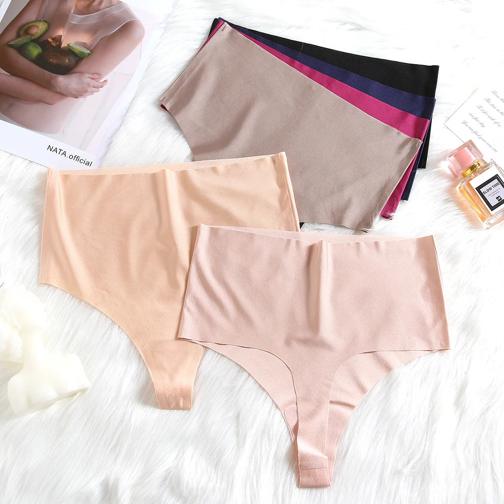 BZEL High Rise Underwear New Women's Ice Silk Panties Seamless Underpants Female Lingerie Intimate Invisible Tangas Hot Sale